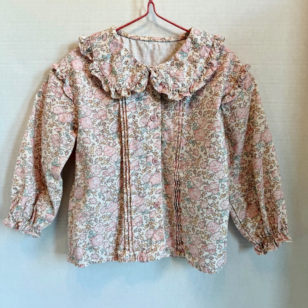 Floral Ruffle Collar Kids Shirt 4T/100